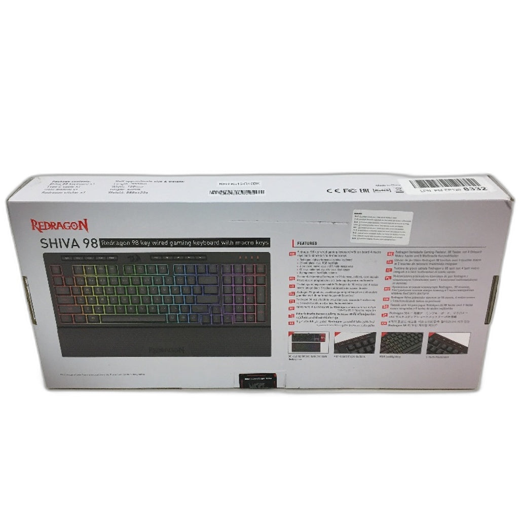Redragon K515 Shiva 98 Key Wired RGB Membrane Keyboard Detachable Wrist Rest NEW