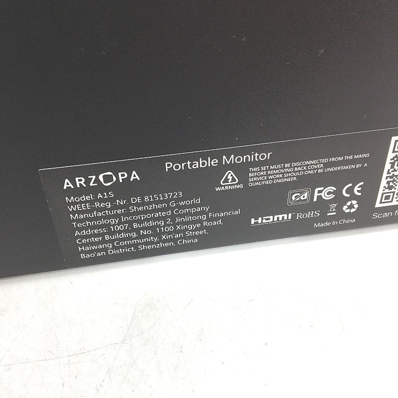 Arzopa A1S 14 Inch 1080P Portable Monitor Screen HDMI Type C NEW