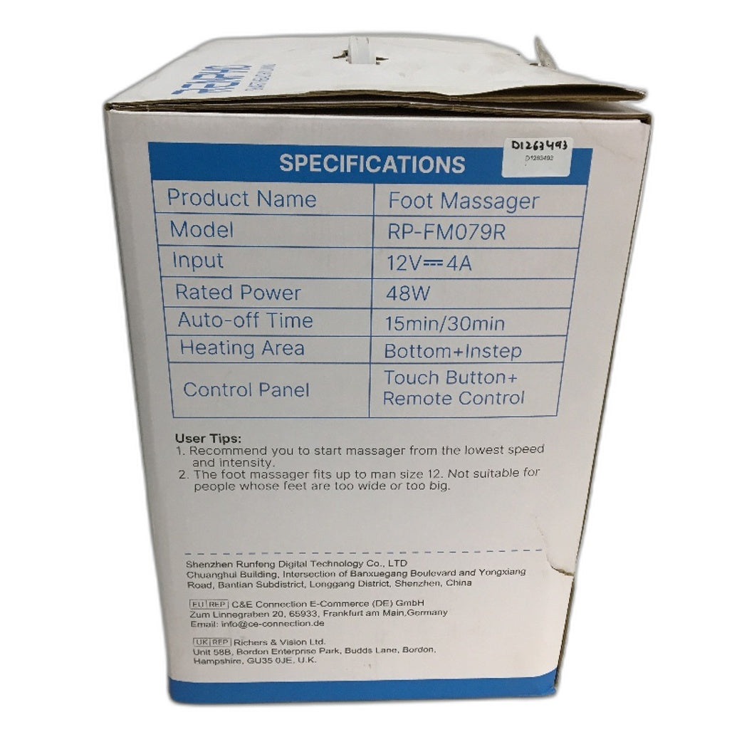 RENPHO RP-FM079R Foot Massager Machine Heat With Touch Panel & Remote 48W 12V 4A