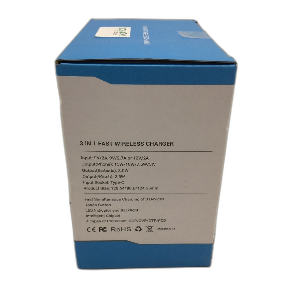 Fast 15W 3 In 1 Wireless Charger For Samsung Devices Type C Led Indicator NEW