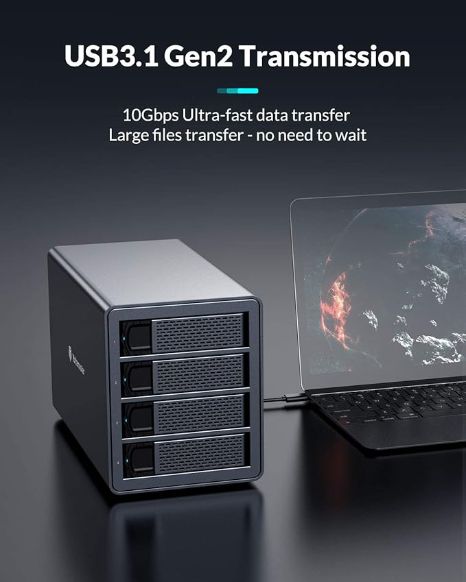 Yottamaster 4 Bay Professional External Hard Drive Enclosure FS4C3 USB C NEW