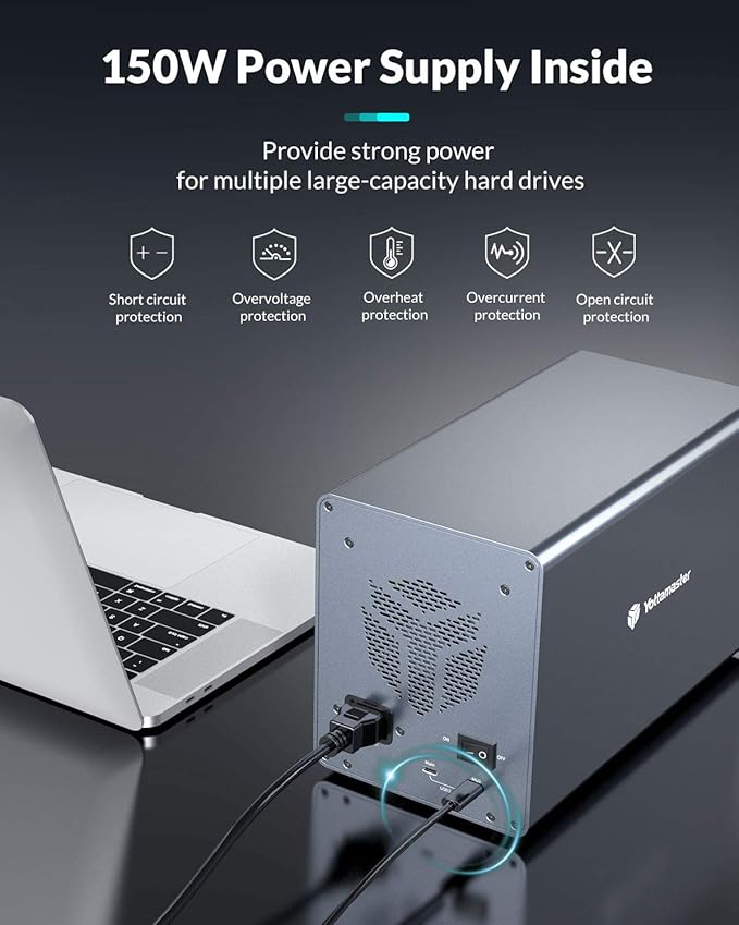 Yottamaster 4 Bay Professional External Hard Drive Enclosure FS4C3 USB C NEW