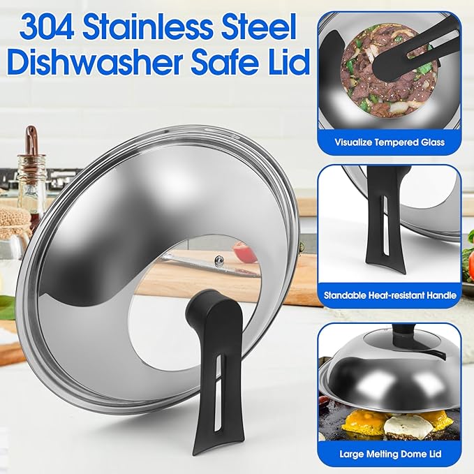 Souped Up Recipes Preseasoned 13.4 Inch Carbon Steel Wok With Lid & Spatula NEW