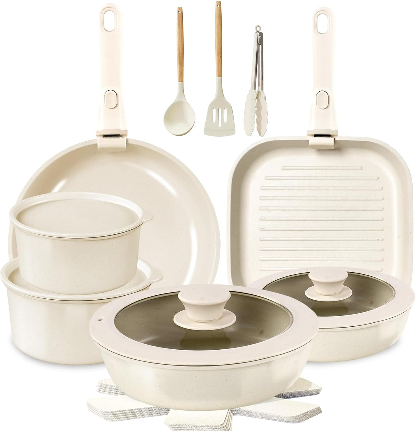 20 Pieces Pots And Pans Detachable Cookware Set Safe Nonstick Cookware NEW