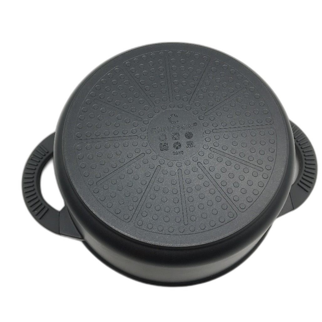 Crofton 28cm Die Cast Aluminium Pot  6,8L Heat Insulating Silicone Handles NEW