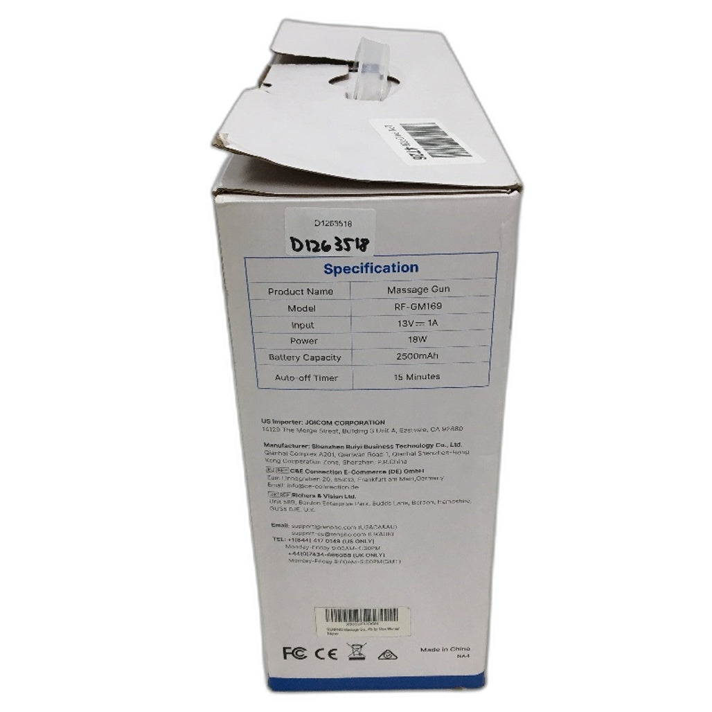 Renpho RF GM169 Massage Gun Handheld Deep Tissue Massager 6 Attachments NEW