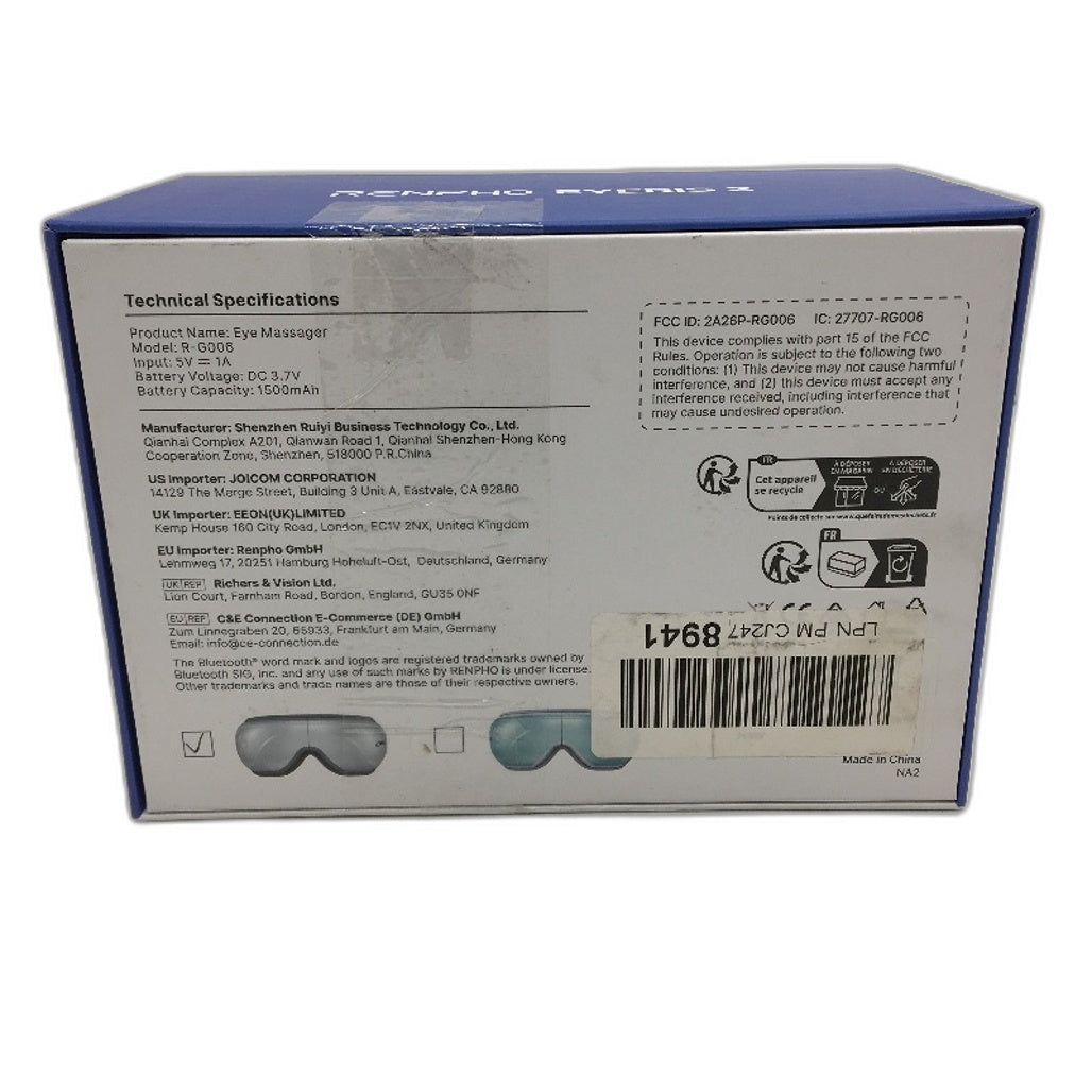 RENPHO Eyeris 2 Eye Care Massager Mask 2 Massage And Heat Levels NEW
