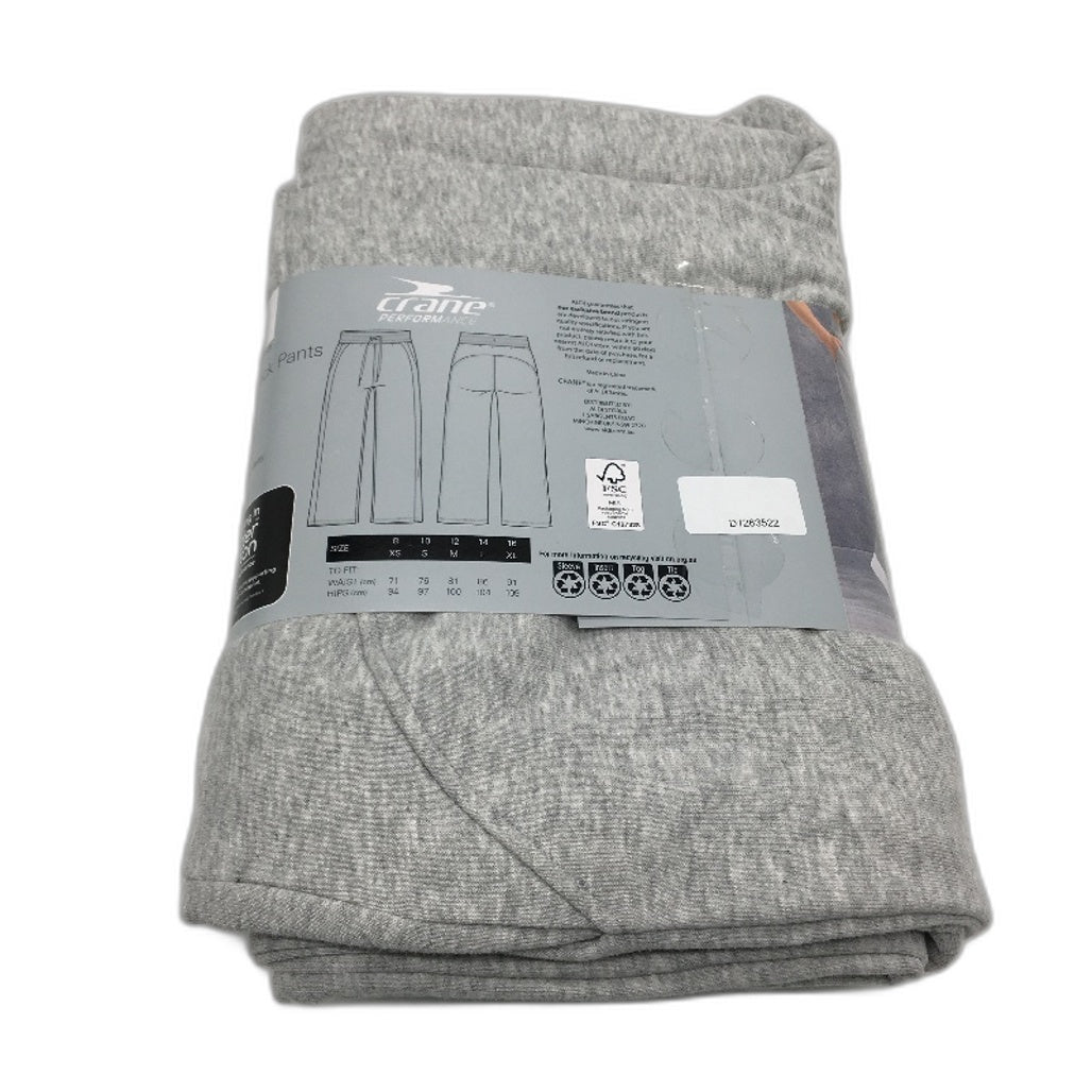 Crane Performance Mid Grey Straight Leg Cotton Blend Track Pants Ladies M NEW