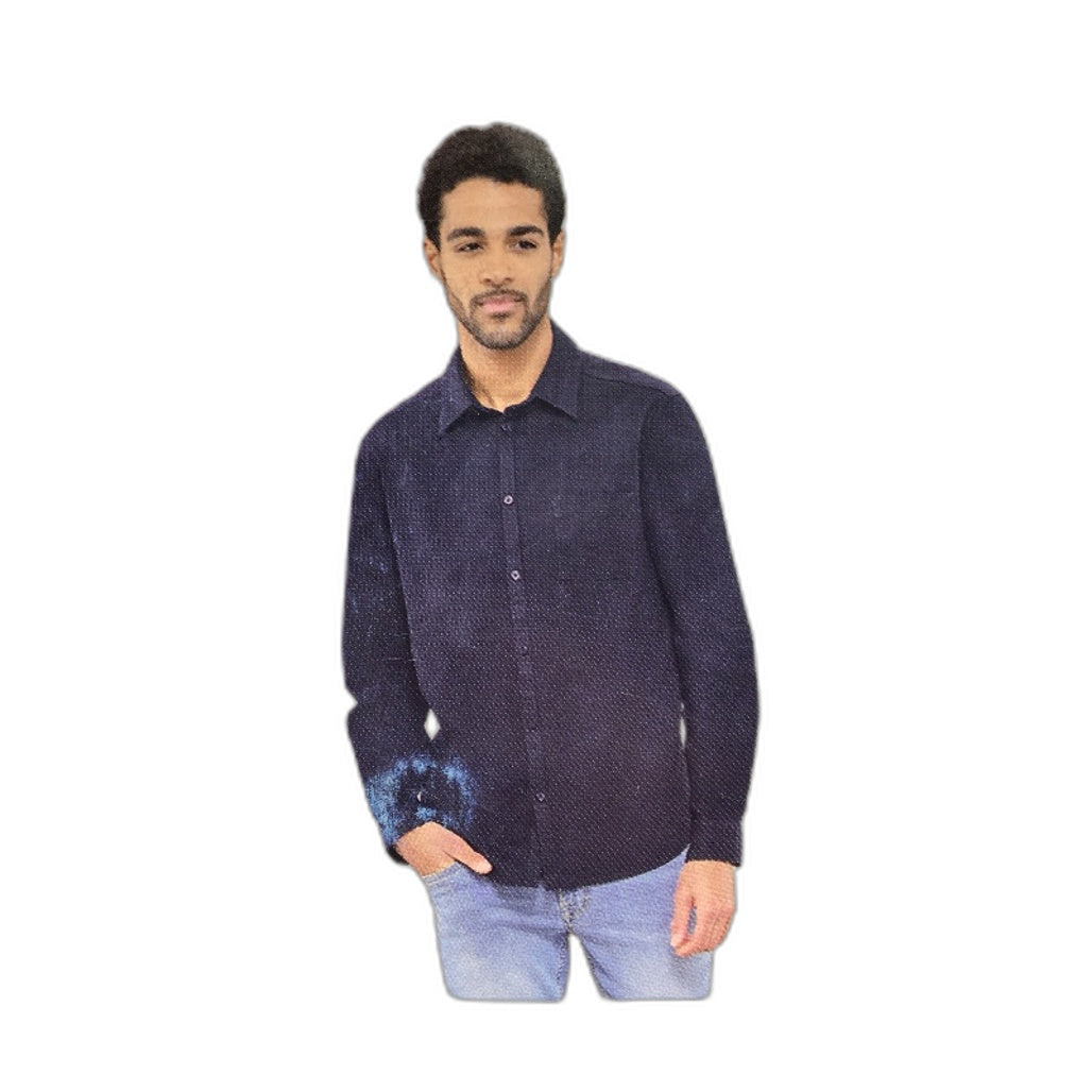 Westbay Navy Long Sleeve Linen Blend Button Up Shirt Mens Size M NEW
