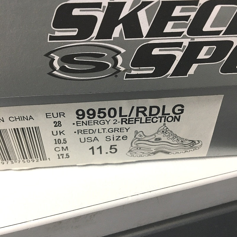 Skechers Sport Reflection Red Grey Sneakers Kids Sze EUR 28 US 11.5 17.5cm DEMO