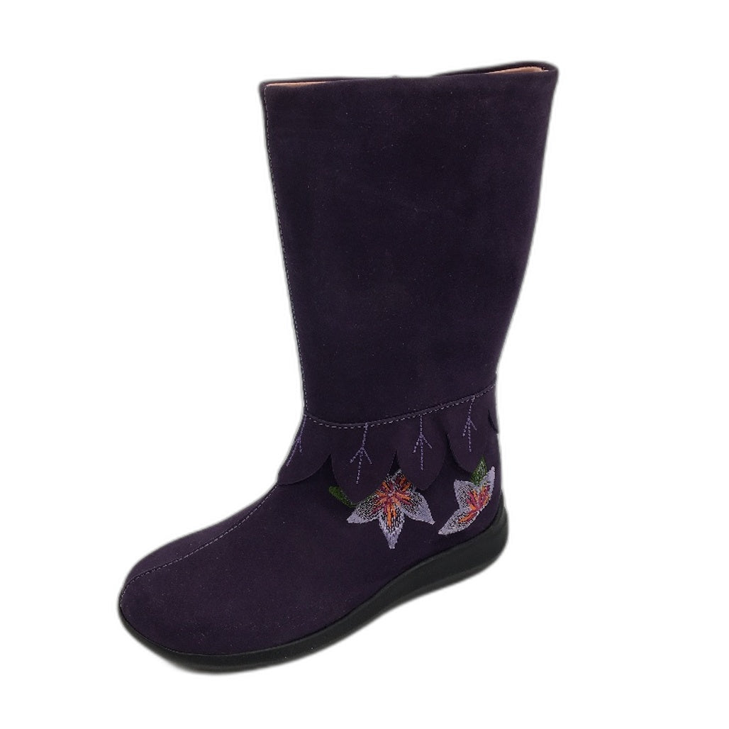 Kenzo Junior Myrtille Grape Embroidered Zip Up Boots Kids US 12 EUR 29 18cm NEW