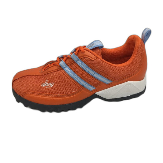 DKNY Basic Orange Mesh Blue Accent Lace Up Sneaker Shoe Youth Size 3 22cm NEW
