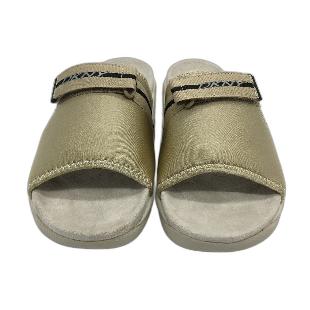 DKNY Mulberry Lycra Gold Beige Tea Slide Slip On Sandal Shoe Ladies Size 10 NEW