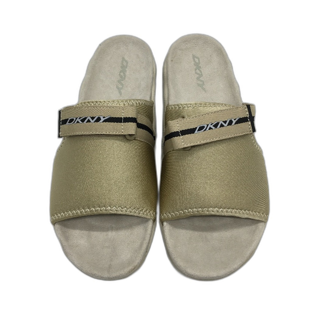DKNY Mulberry Lycra Gold Beige Tea Slide Slip On Sandal Shoe Ladies Size 10 NEW