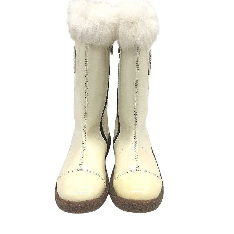 Dolce & Gabbana Junior Cream Leather Girls Zip Up Boots Size US 11.5 EUR 28 DEMO