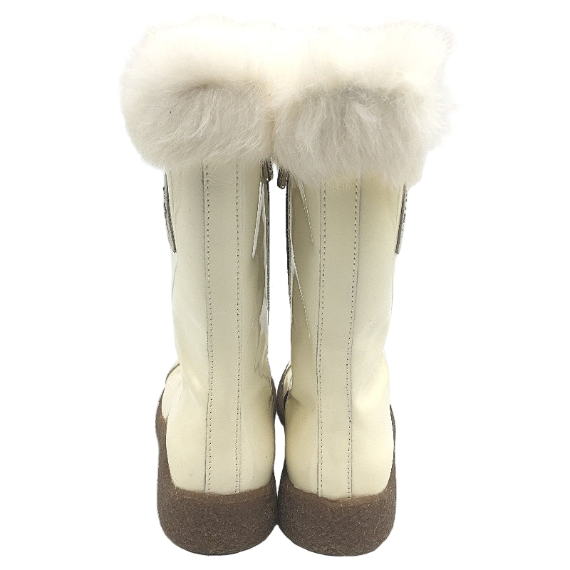 Dolce & Gabbana Junior Cream Leather Girls Zip Up Boots Size US 11.5 EUR 28 DEMO