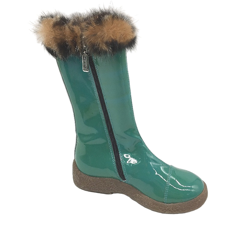 Dolce & Gabbana Junior Green Leather Girls Zip Up Boots Size US 12 EUR 29 DEMO
