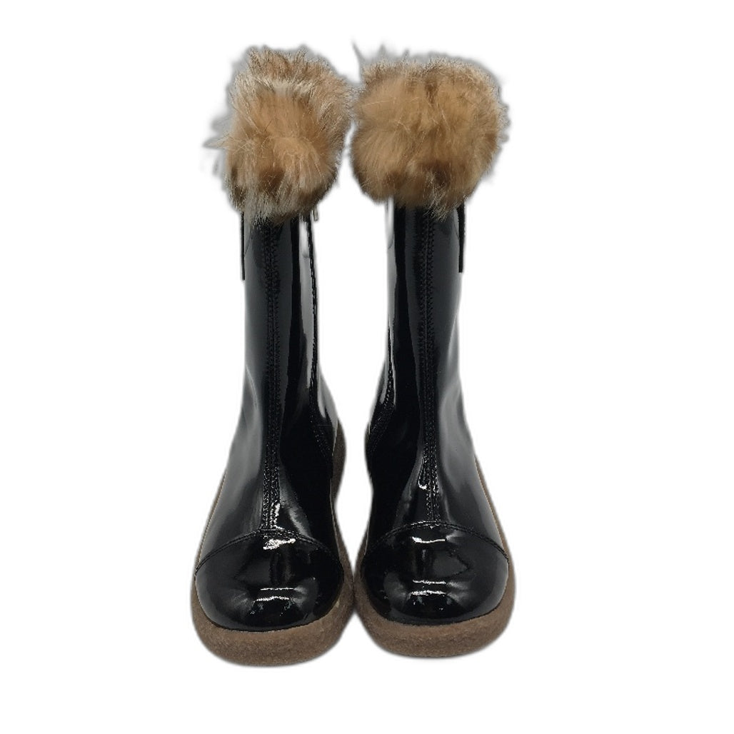 Dolce & Gabbana Junior Black Leather Girls Zip Up Boots Size US 10.5 EUR 27 NEW