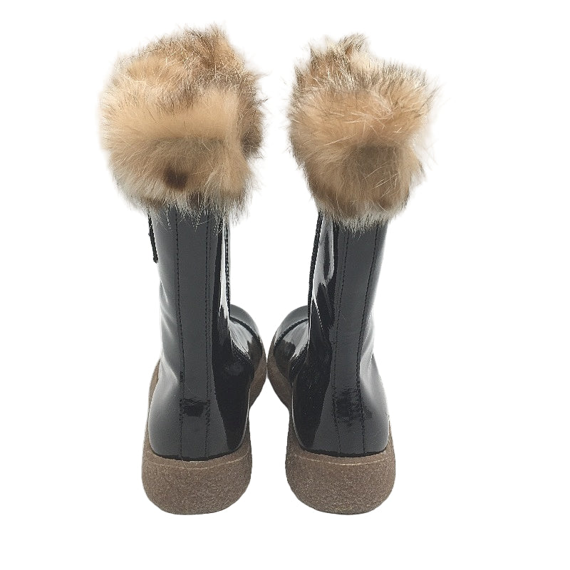 Dolce & Gabbana Junior Black Leather Girls Zip Up Boots Size US 10.5 EUR 27 NEW