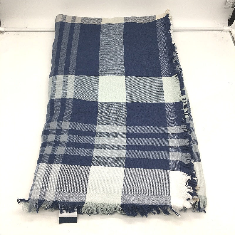 Kirkton House Soft Cotton Lightweight Navy Tan Check Throw Blanket 250cm NEW