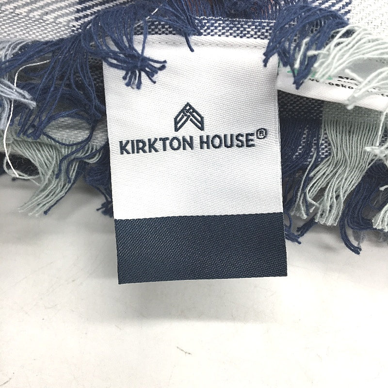 Kirkton House Soft Cotton Lightweight Navy Tan Check Throw Blanket 250cm NEW