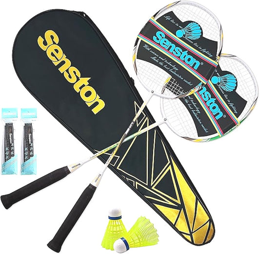 Senston Badminton Racket Set Of 2 Graphite Shaft Racquet Set With Carrry Bag NEW