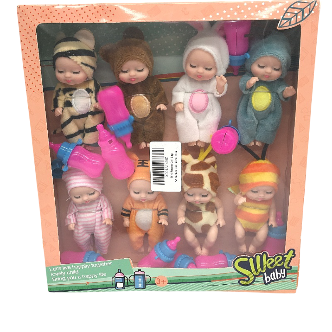 Mini Reborn Baby Dolls 8 Pack Soft Realistic Toy With Cute Animal Clothes Age 3+