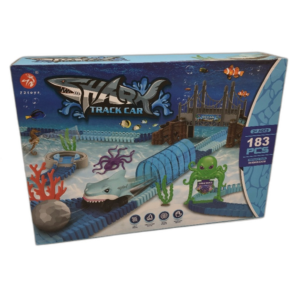 Shark Track Car Ocean Theme Racetrack Flexible Train Toys Accessories Age 3+ NEW