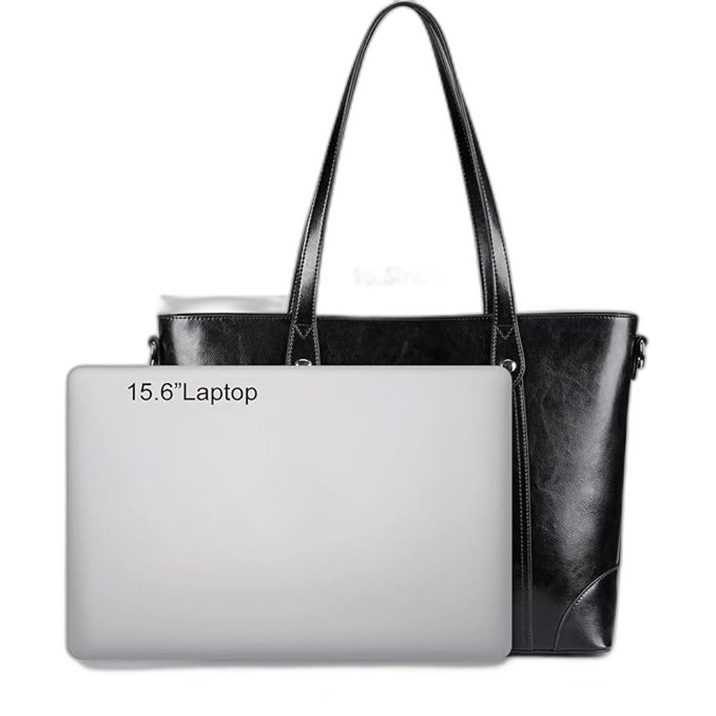 S Zone Cow Leather Tote Bag Handbag Fits 14-15 6 Inch Laptop With Shoulder Strap