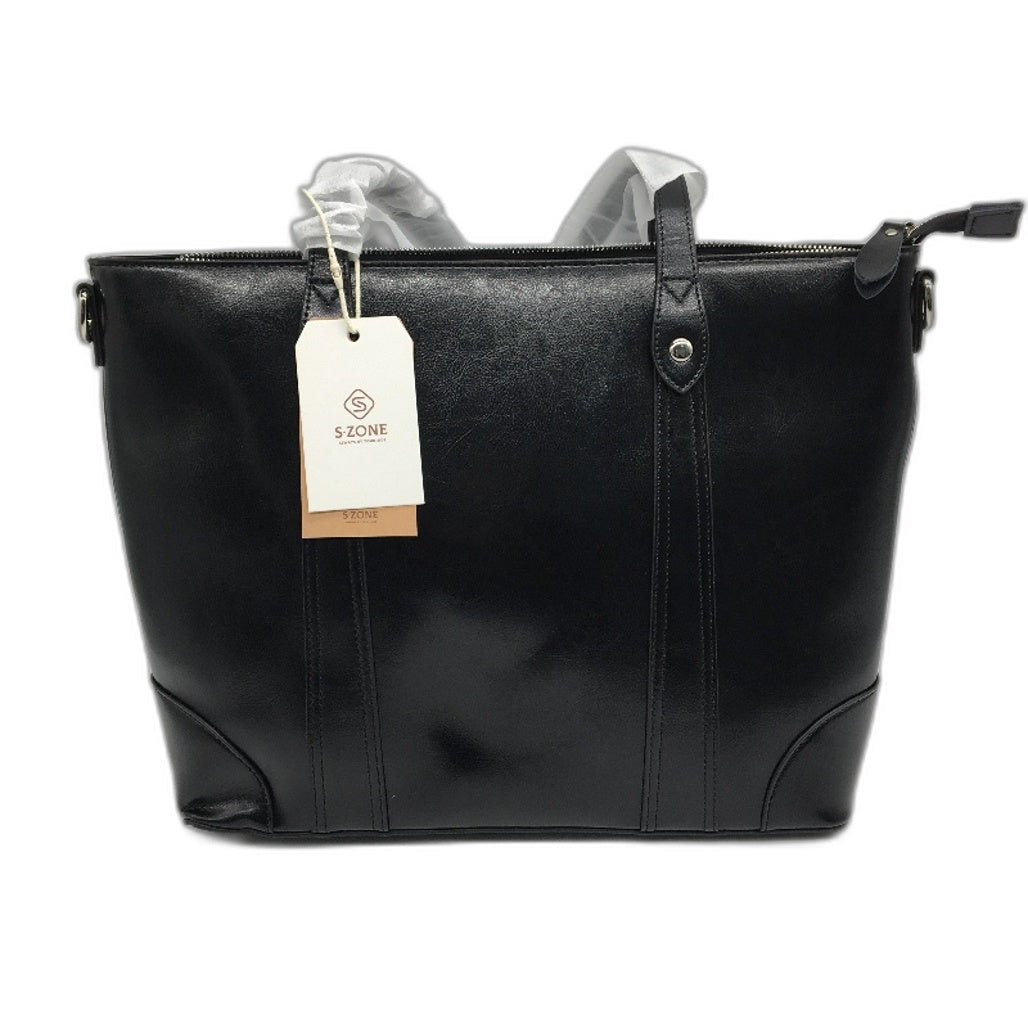 S Zone Cow Leather Tote Bag Handbag Fits 14-15 6 Inch Laptop With Shoulder Strap