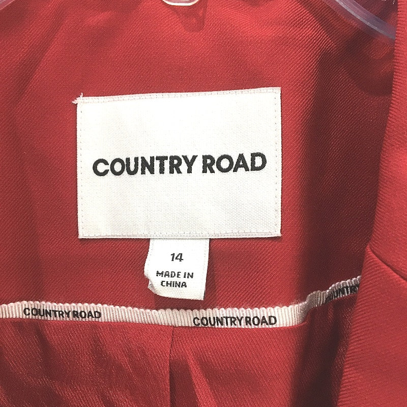 Country Road Wool Blend Lined Single Breasted Blazer Cherry Red Womens Size 14