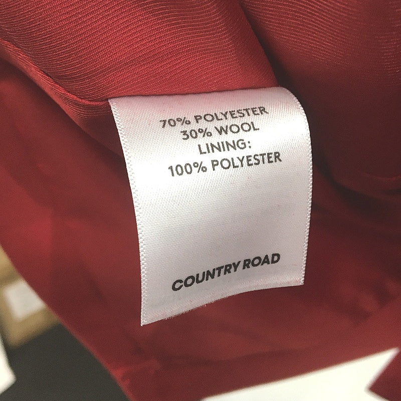 Country Road Wool Blend Lined Single Breasted Blazer Cherry Red Womens Size 14
