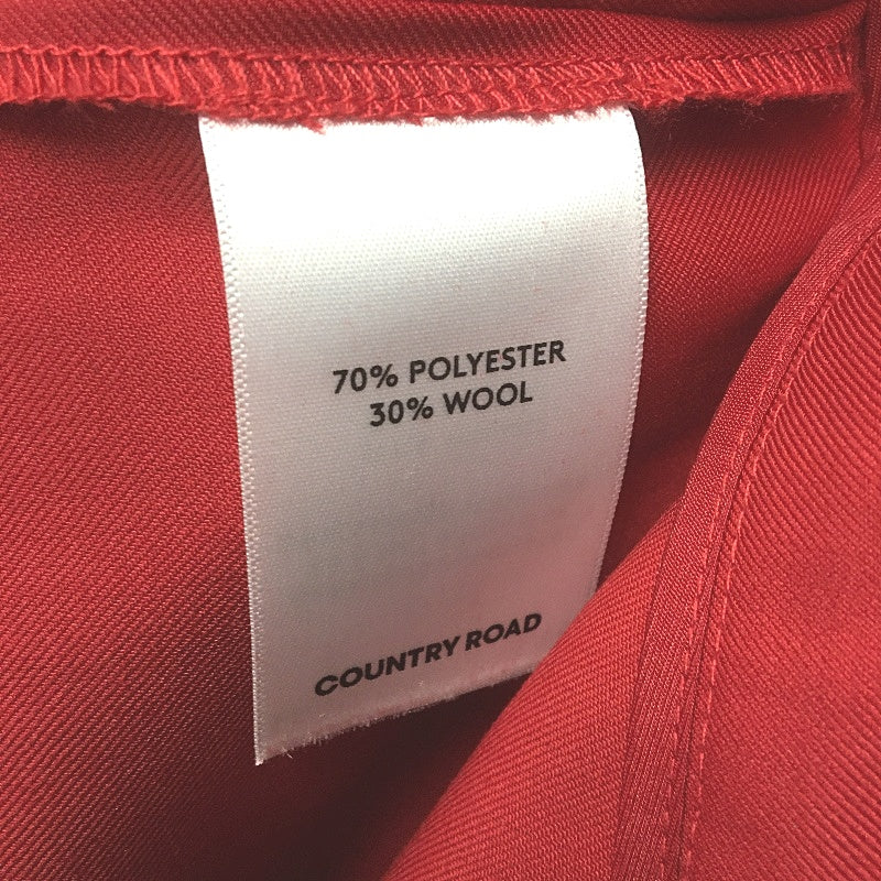 Country Road Wool Blend Straight Pleated Pants Trousers Cherry Red Womens Sz 12