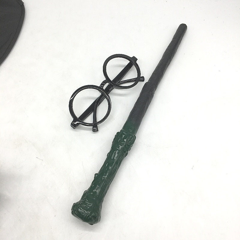 Harry Potter Slytherin 5 PCS Cosplay Costume Set Robe Wand Tie For Kids Size XL