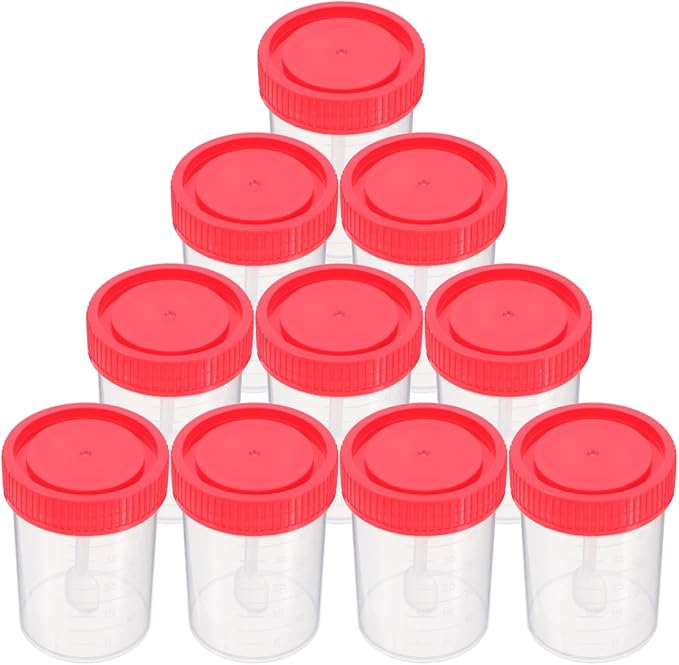 Plastic Cups 50 Pack 40 ML With Lid For Laboratory Testing Sample Collection NEW