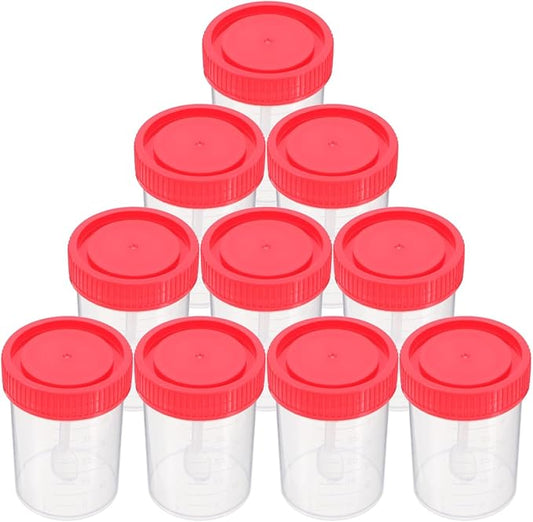 Plastic Cups 50 Pack 40 ML With Lid For Laboratory Testing Sample Collection NEW