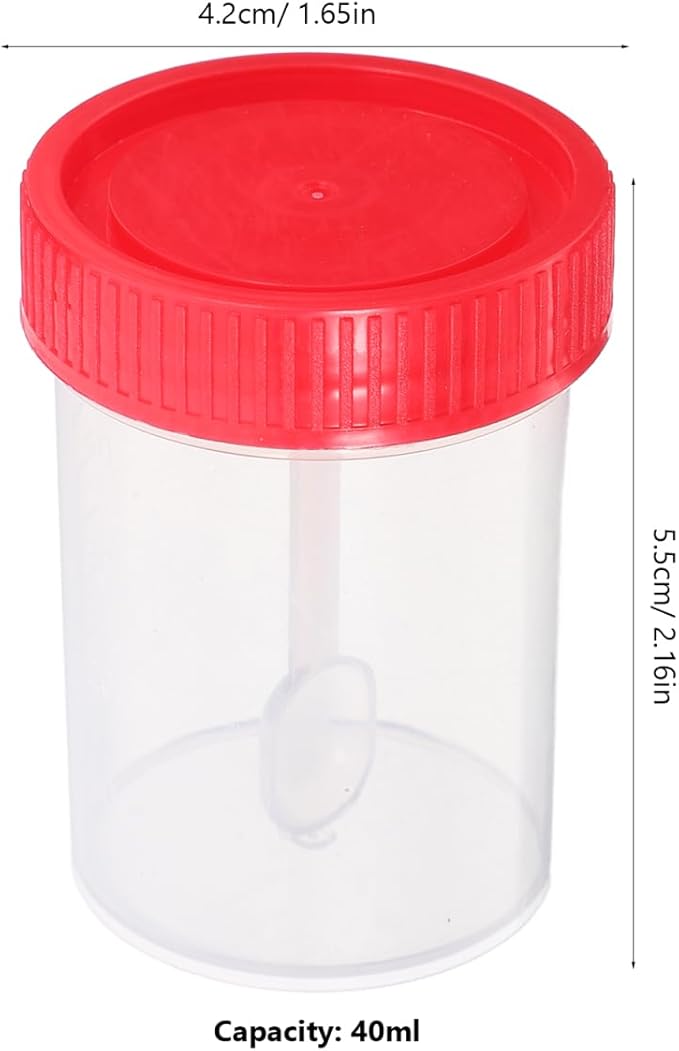 Plastic Cups 50 Pack 40 ML With Lid For Laboratory Testing Sample Collection NEW