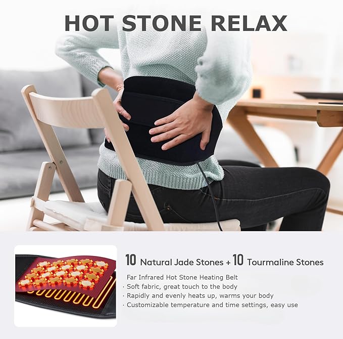 UTK Infrared Heating Pads Electric Heat Belt With 10 Jade & 10 Tourmaline Stones