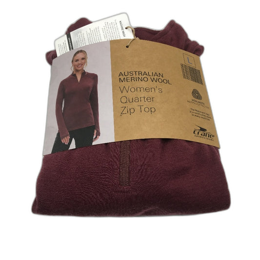 Crane Mulberry Australian 100% Merino Wool Quarter Zip Top Ladies Size L NEW