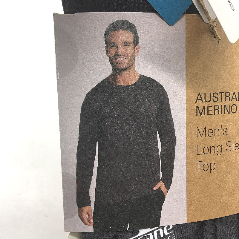 Crane Performance 100% Merino Fine Wool Grey Long Sleeve Top Mens Size L NEW