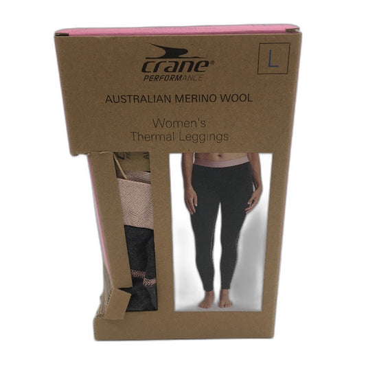 Crane Performance 100% Aust Merino Wool Grey Thermal Leggings Ladies Size L NEW