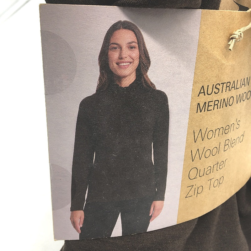 Crane Brown Australian Merino Wool Blend Quarter Zip Top Ladies Size L NEW