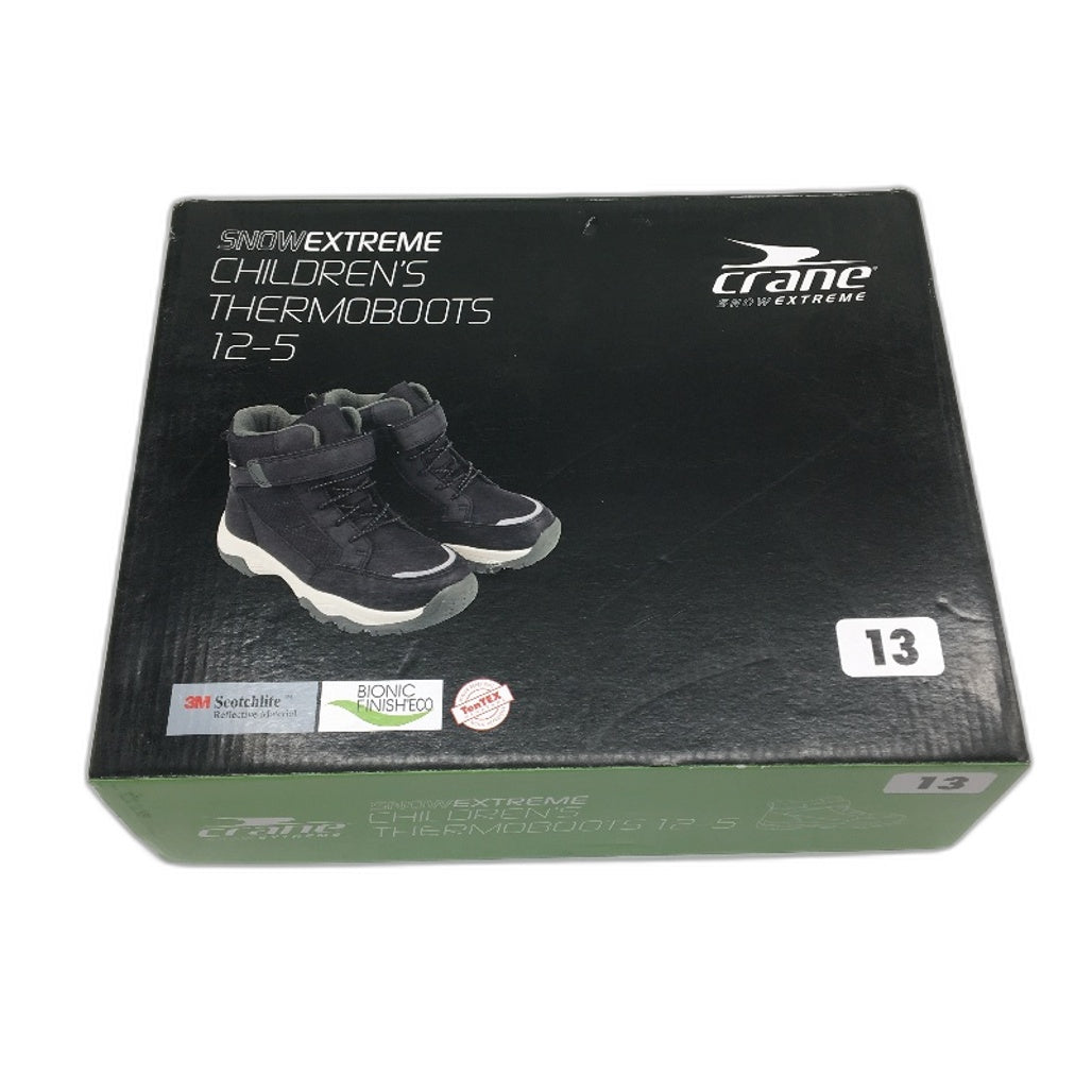 Crane Snow Extreme Thermoboots Fleece Lined Elastic Lace Black Child Size 13 NEW