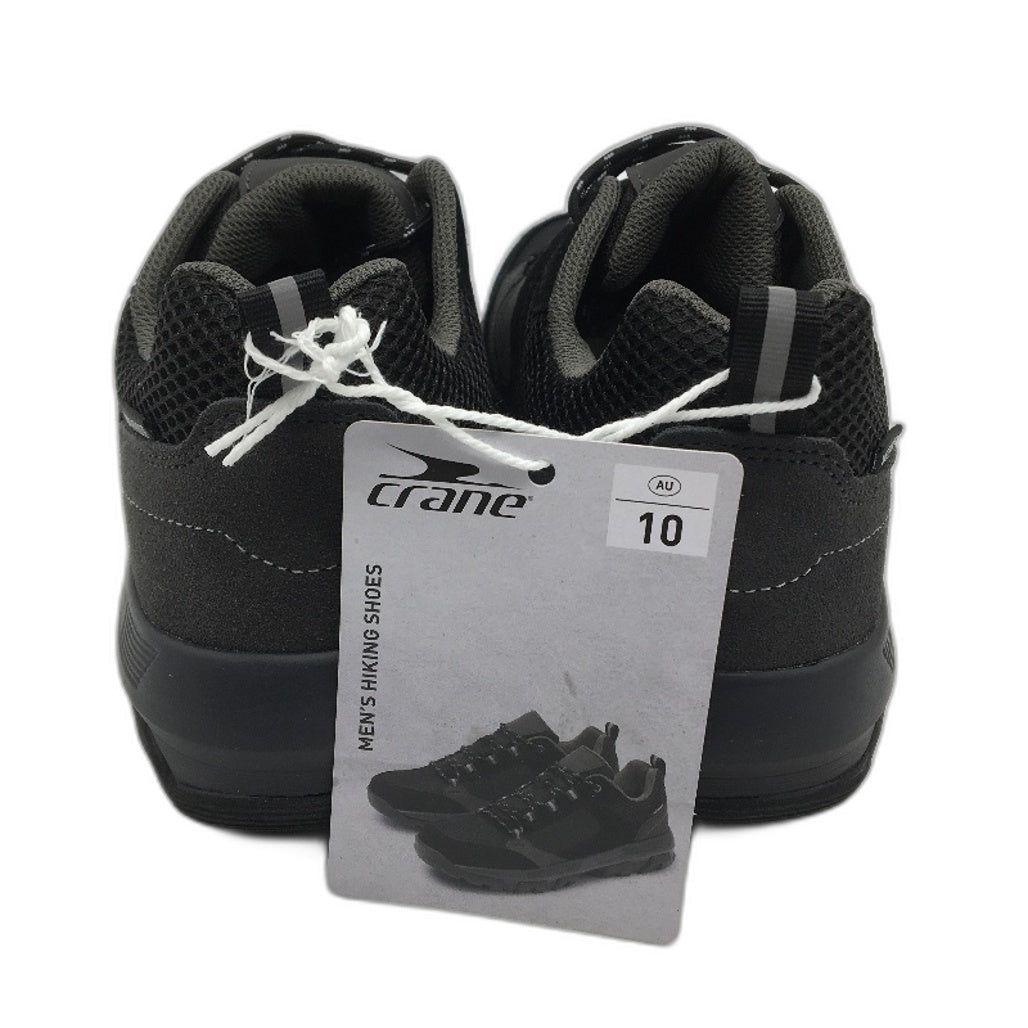 Crane Hiking Low Cut Leather Upper Lace Up Black Sneaker Shoes Mens Size 10 NEW