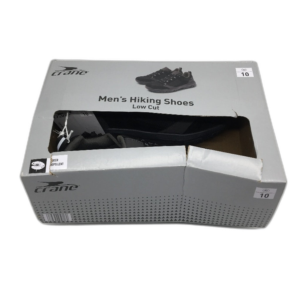 Crane Hiking Low Cut Leather Upper Lace Up Black Sneaker Shoes Mens Size 10 NEW
