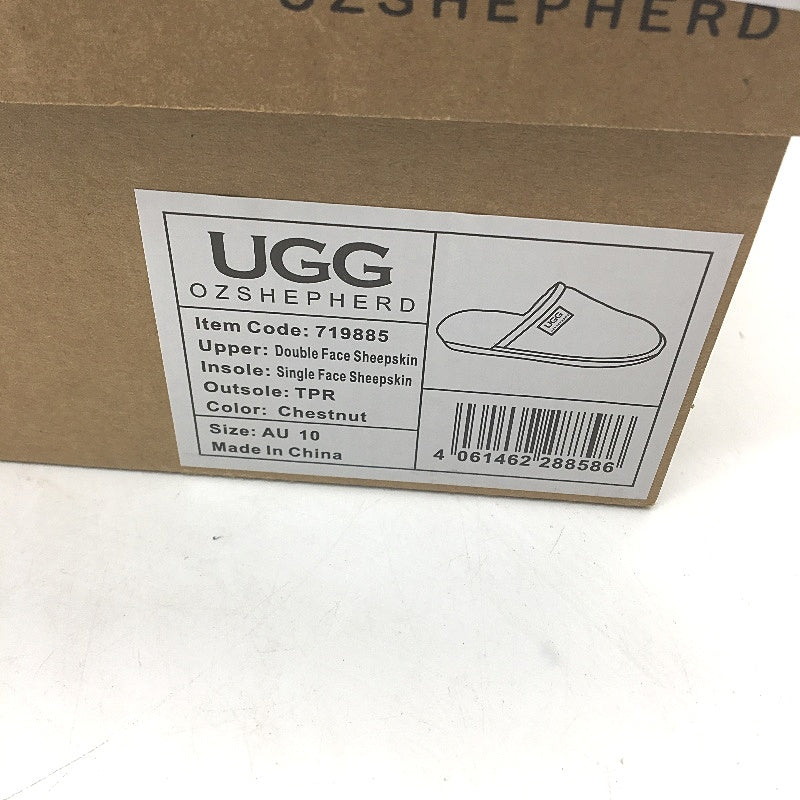 UGG Oz Sheppherd Sheepskin Chestnut Scuff Slippers Size Mens 10 Ladies 12 NEW