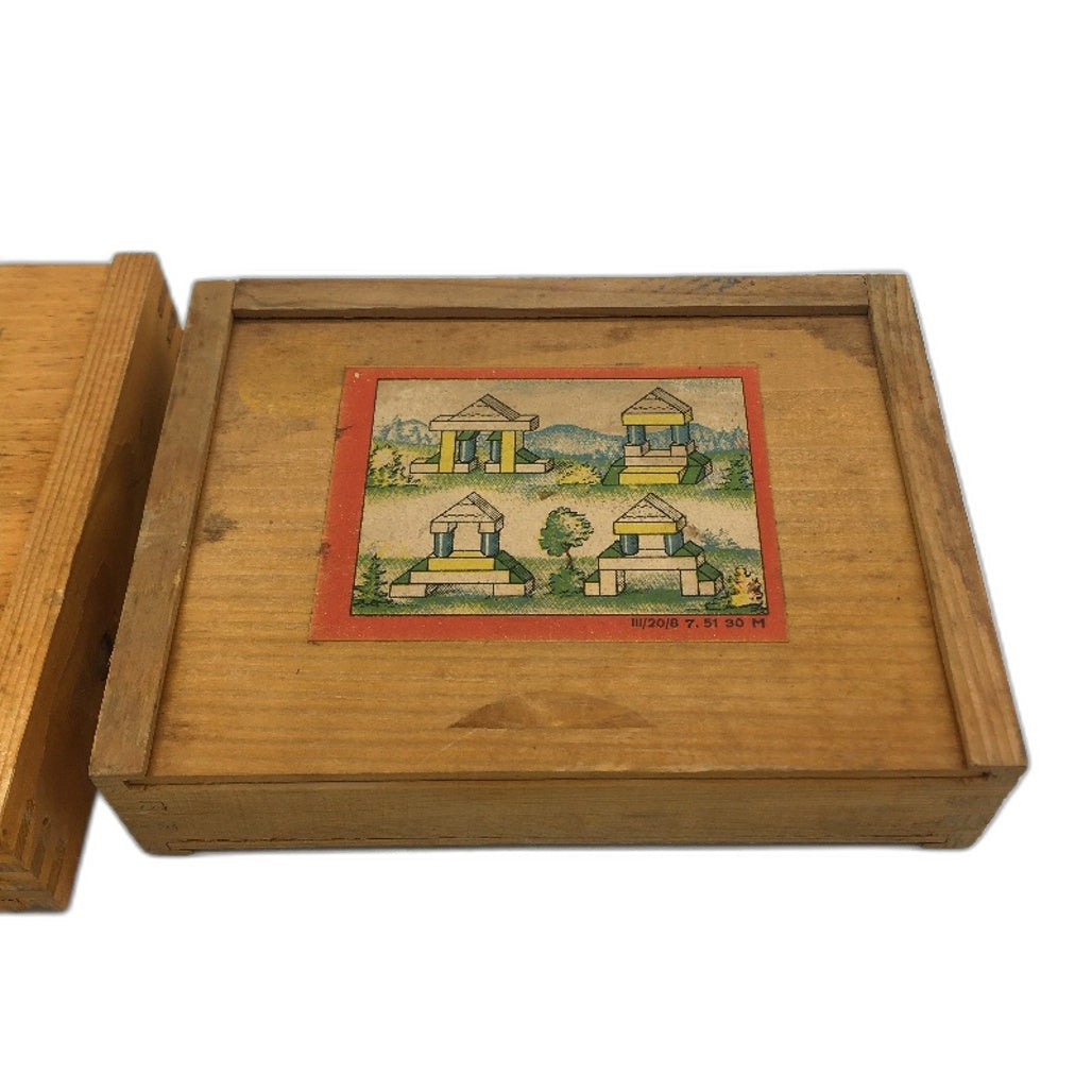 VINTAGE Set of 2 18pc and 16pc Children's Wooden Building Blocks