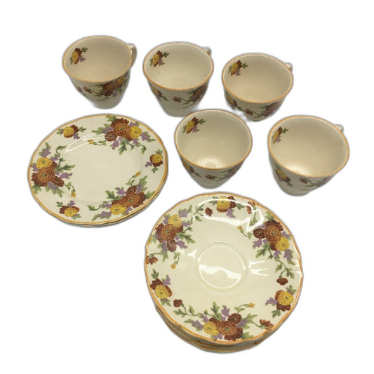 VINTAGE Royal Doulton 18 Piece Marigold D5126 Bone China Teacup Sets