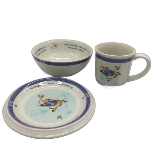 VINTAGE Wedgwood 2001 Peter Rabbit 3 Piece Porcelain Dinnerware Set