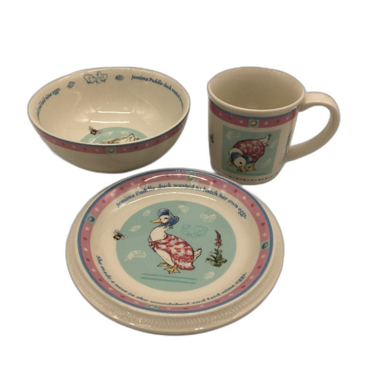 VINTAGE Wedgwood 2003 Jemima Puddle-Duck 3 Piece Porcelain Dinnerware Set